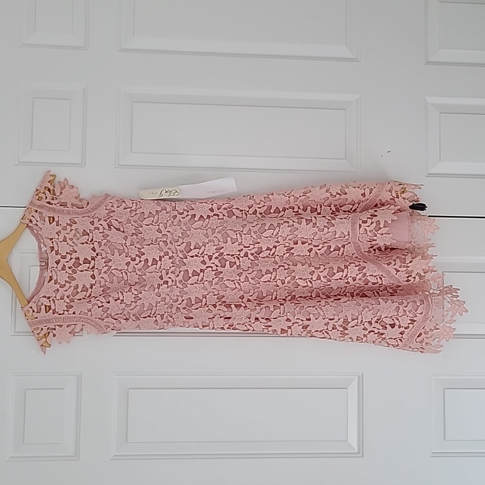 ELIZA J PINK LASER CUT LACE DRESS SIZE 2 NWT